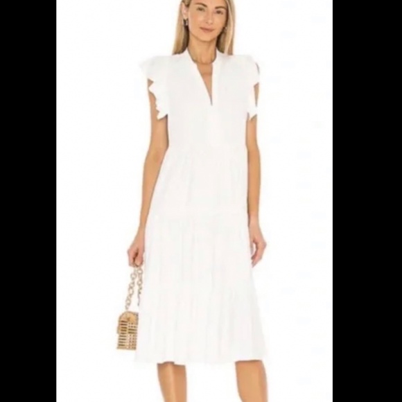 Amanda Uprichard White Tiered Midi Dress - Picture 1 of 5